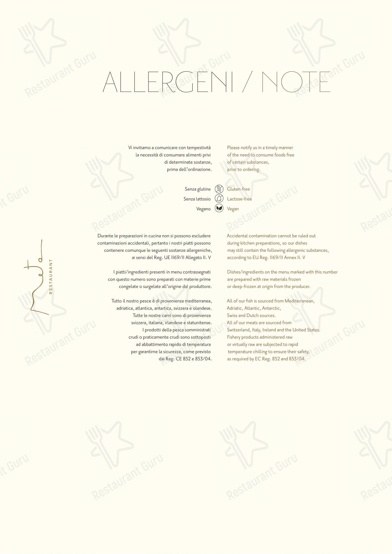 Menu per Ristorante META in Lugano