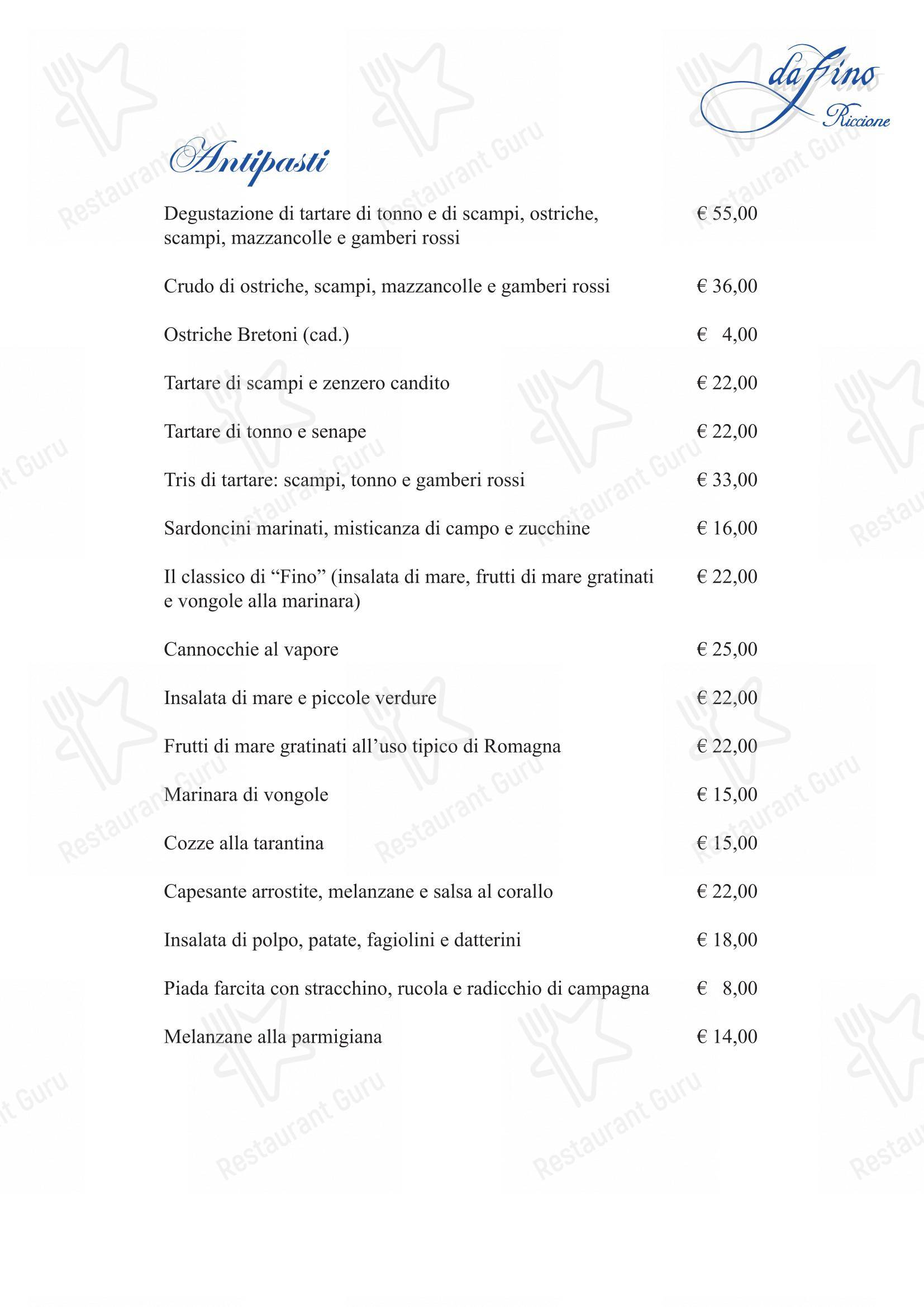 Ristorante da Fino in Riccione - Menu