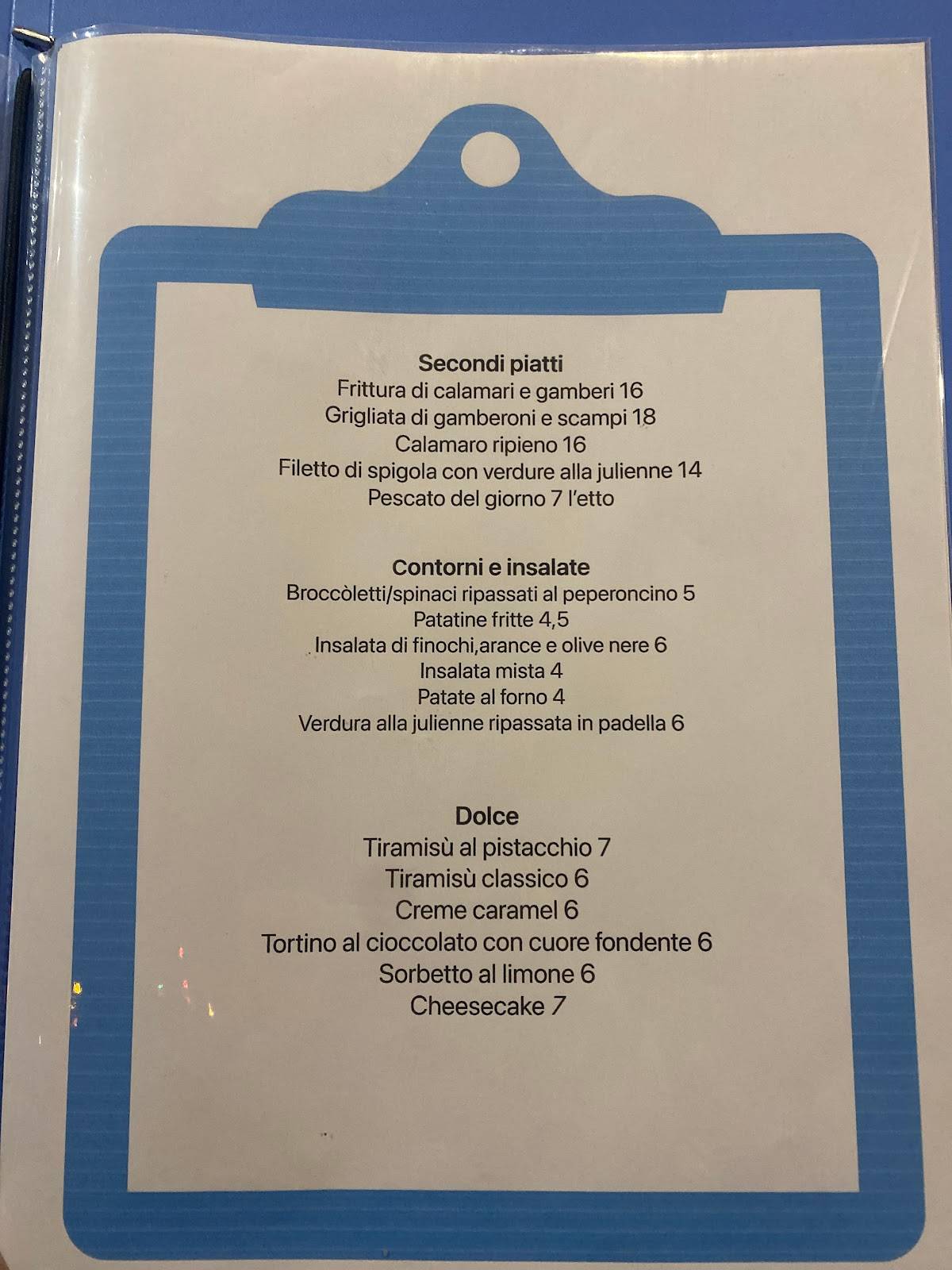 Menu di Ristorante Oceano 