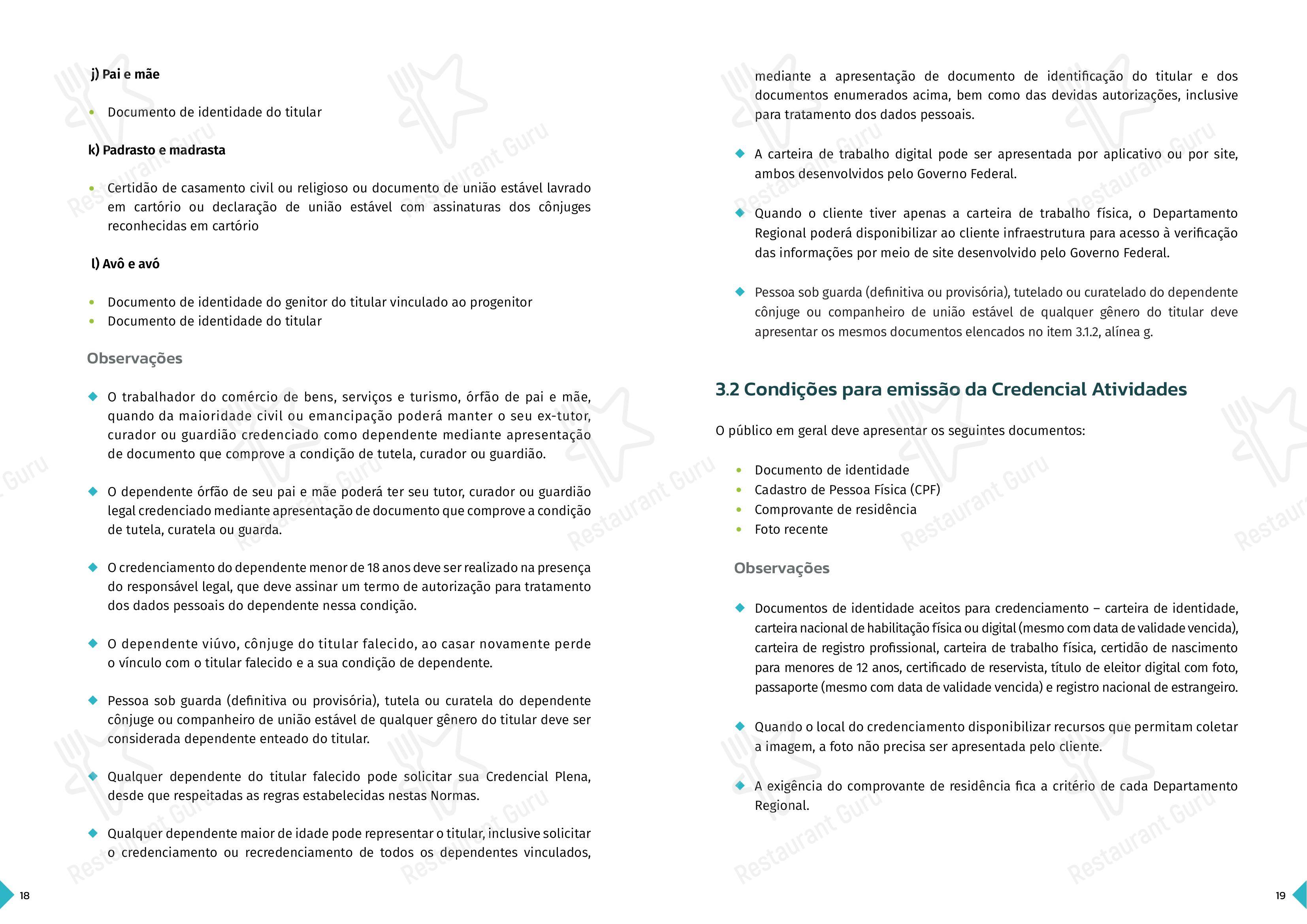 SESC Centro Histórico em Porto Alegre - 菜单