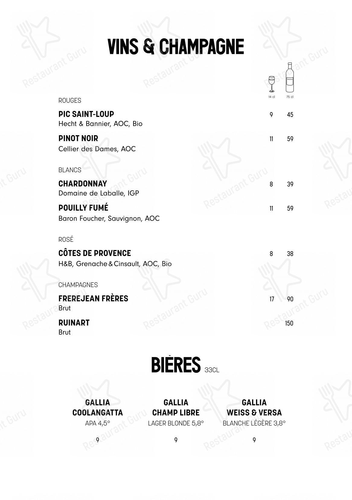 Menu bar pour Tiger Paris dans Paris