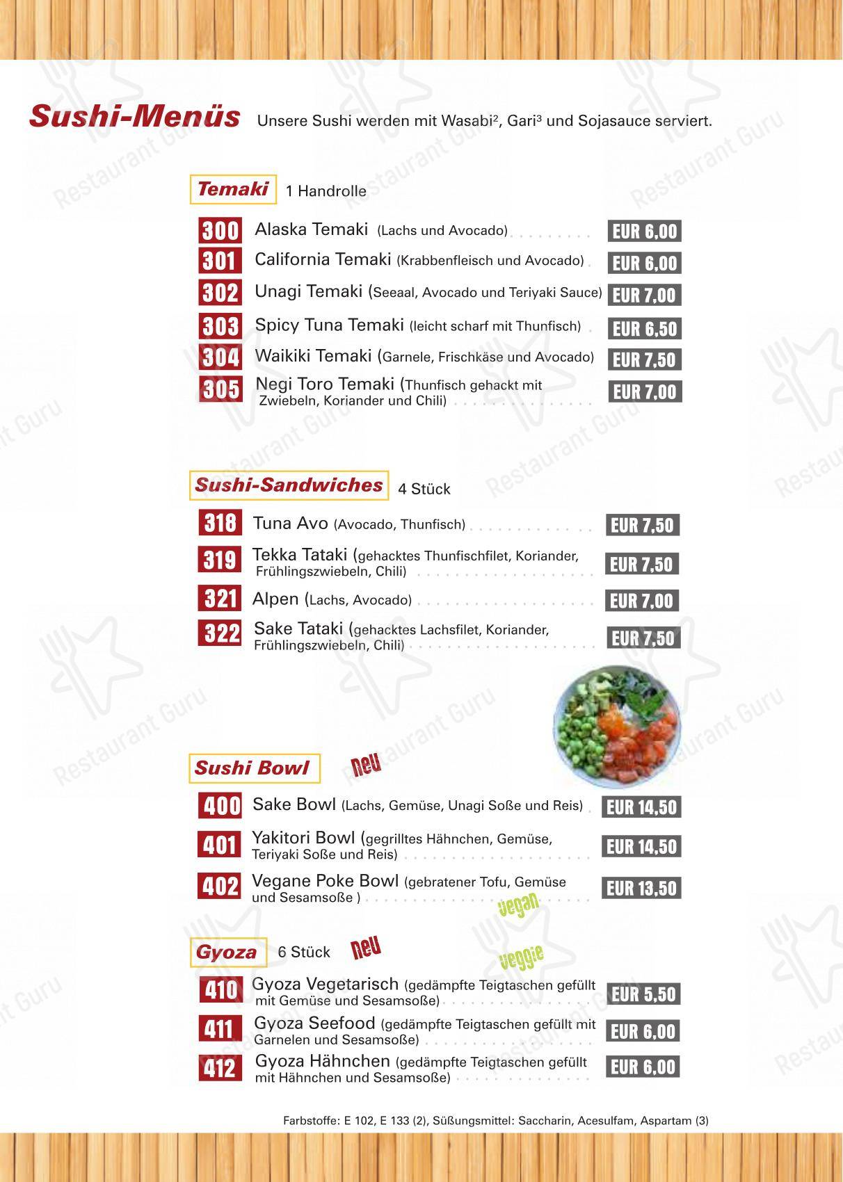 Menu pour Umeshu Sushibar & Takeaway dans Munich
