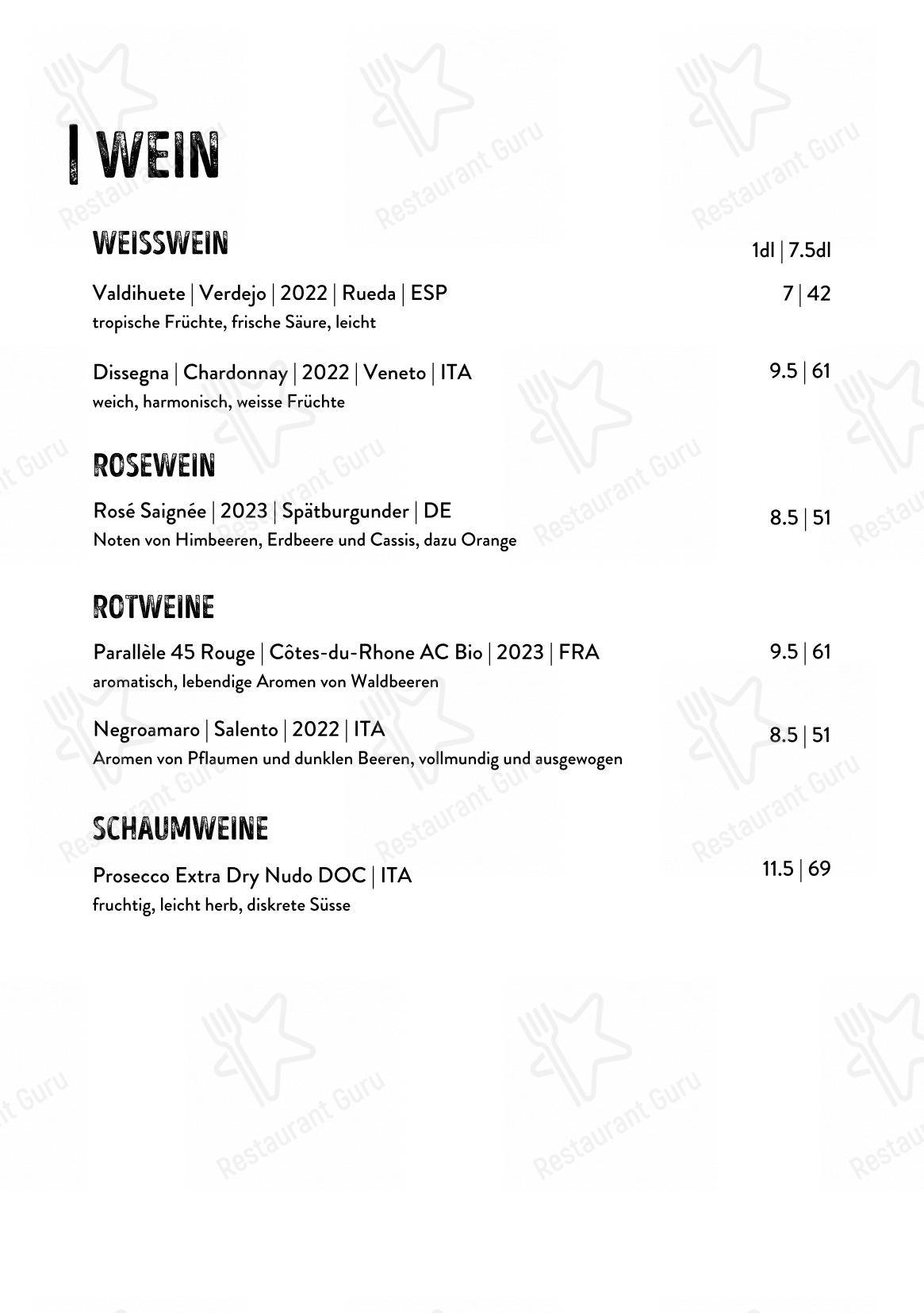 Menu di Volta Bräu - Menu bar