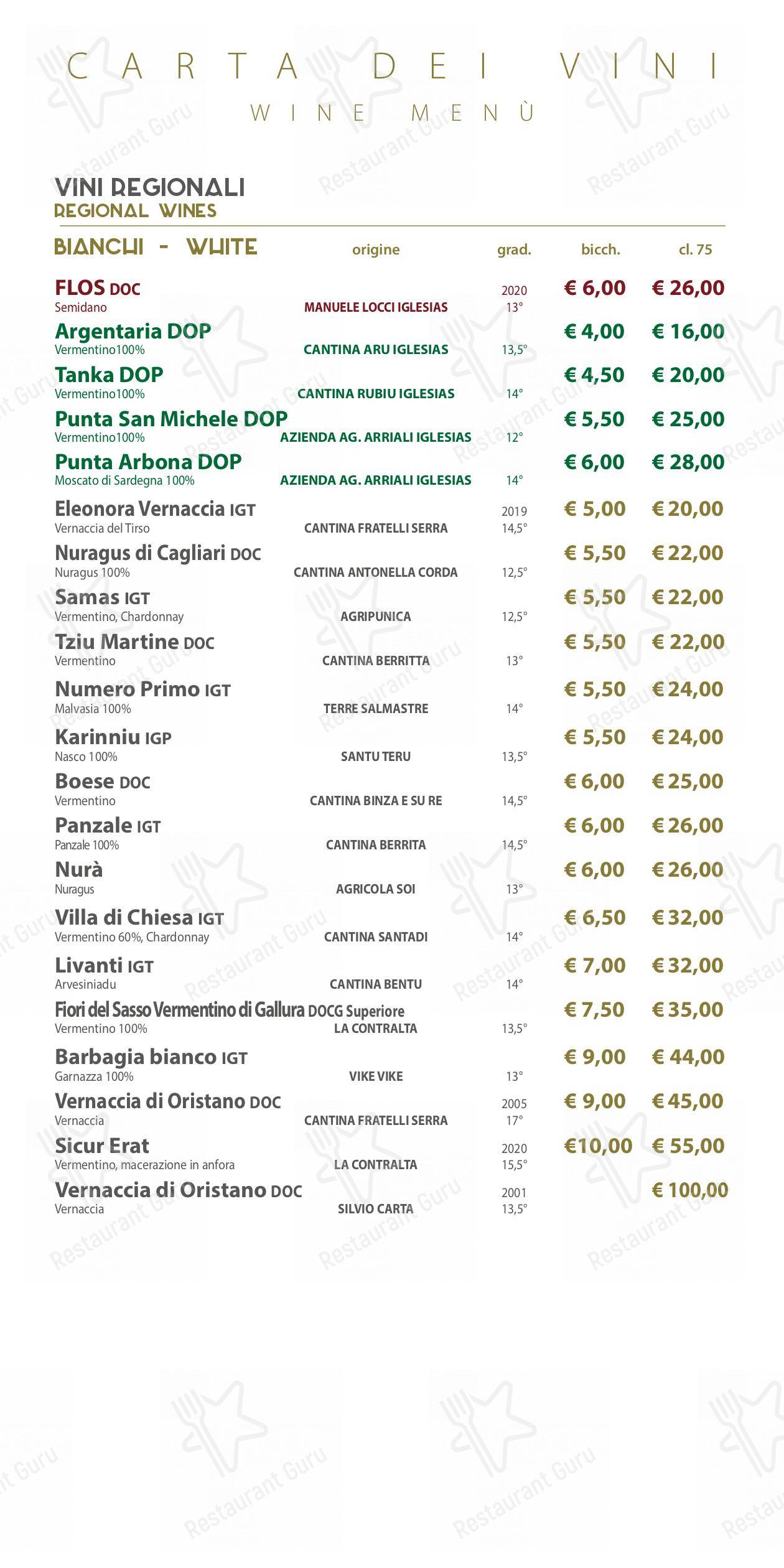 Zenith Ristorante Pizzeria Enoteco in Iglesias - Menu