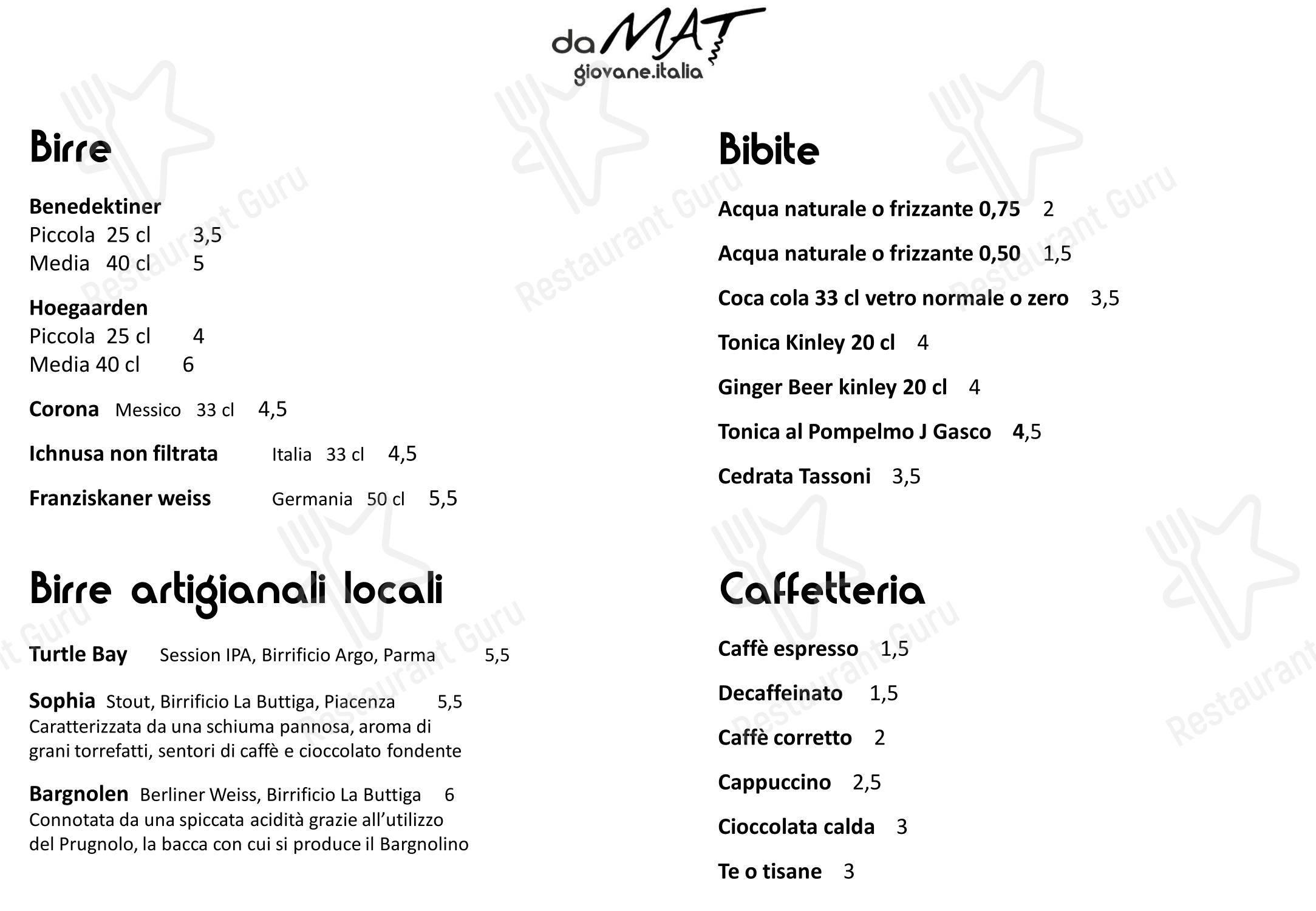 菜单 per daMAT Giovane Italia in Parma