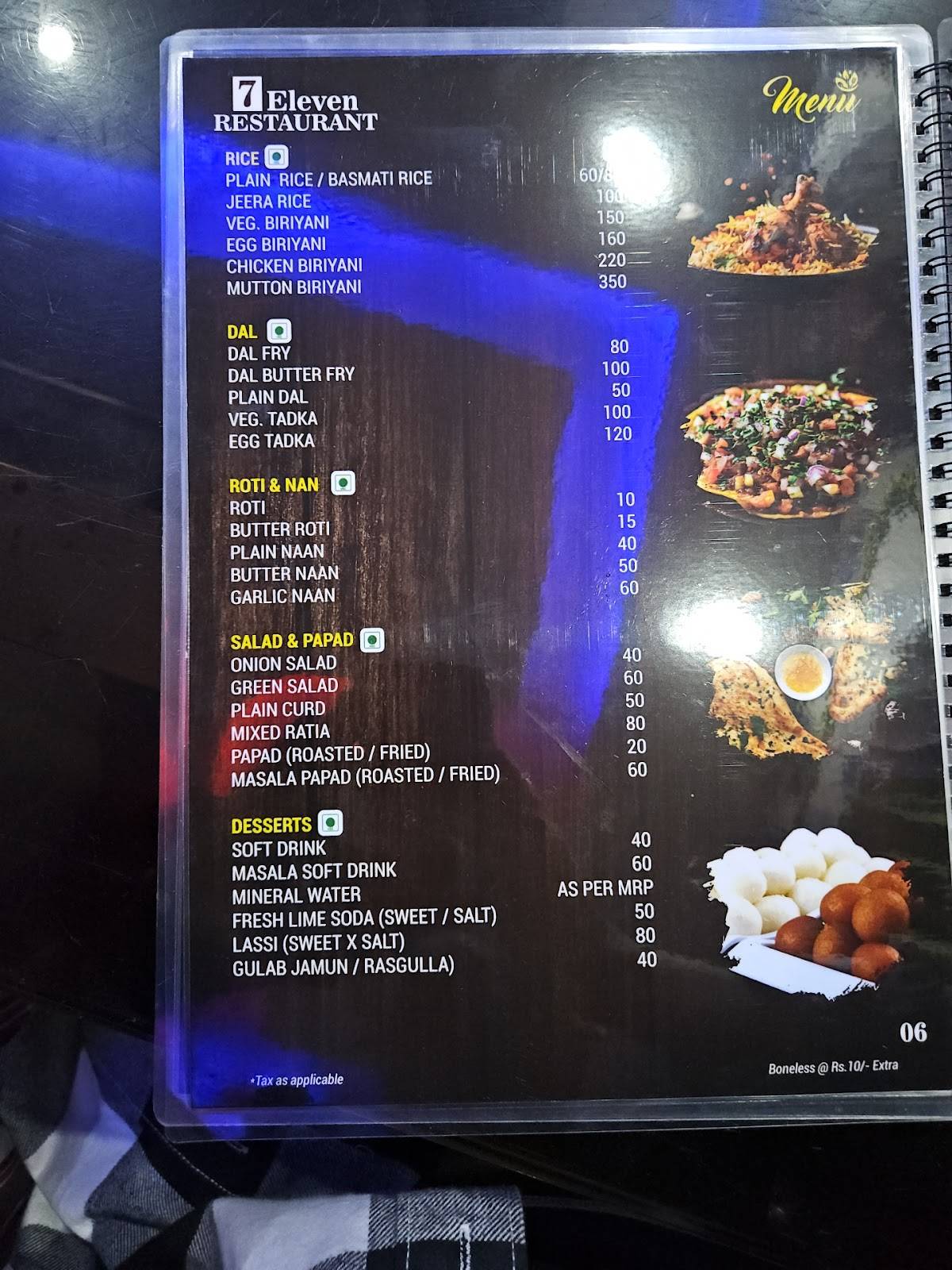 7 Eleven Restaurant menu