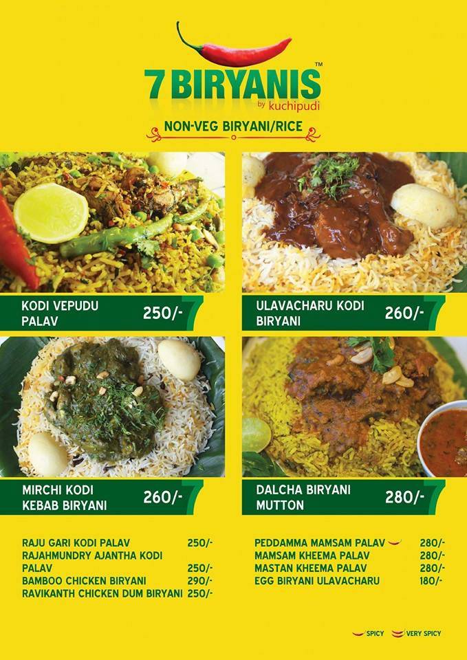 7Biryanis menu