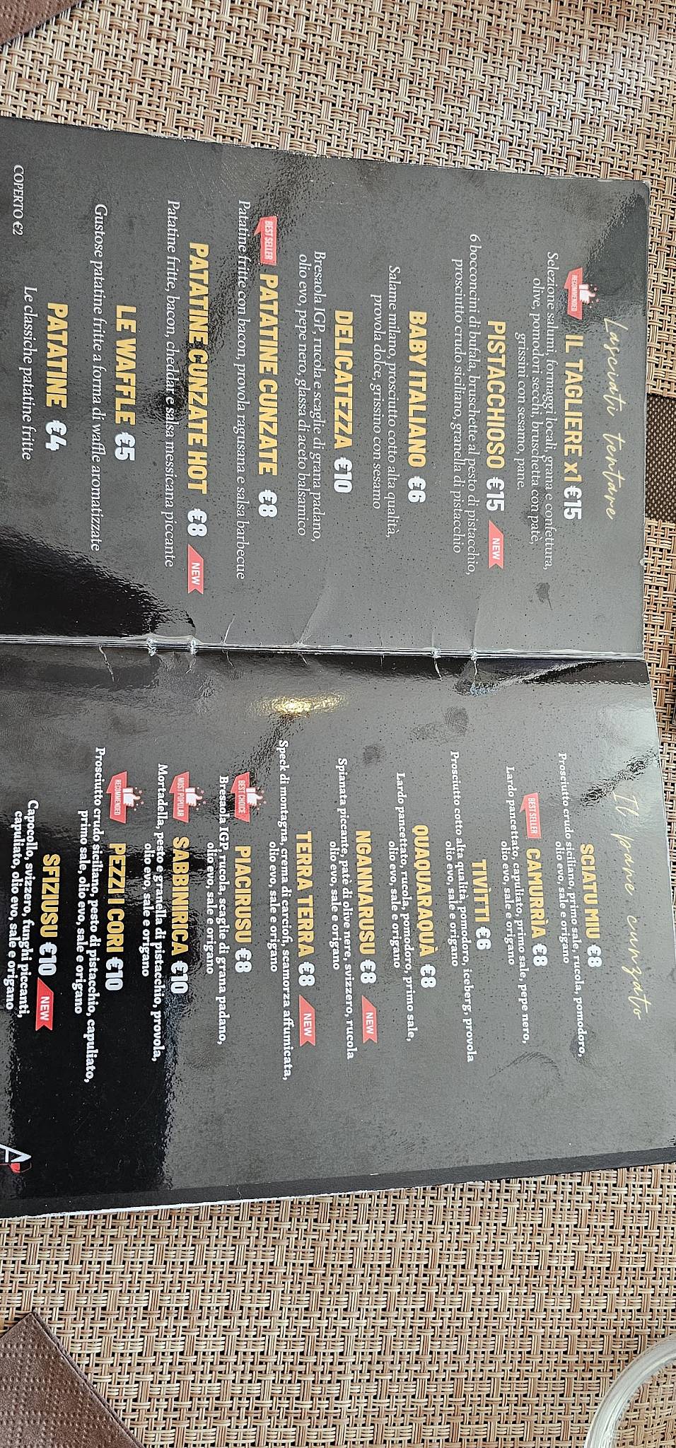 Menu di A Prosciutteria Burgeria e Ristorante 