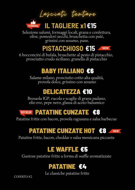 Menu di A Prosciutteria Burgeria e Ristorante 