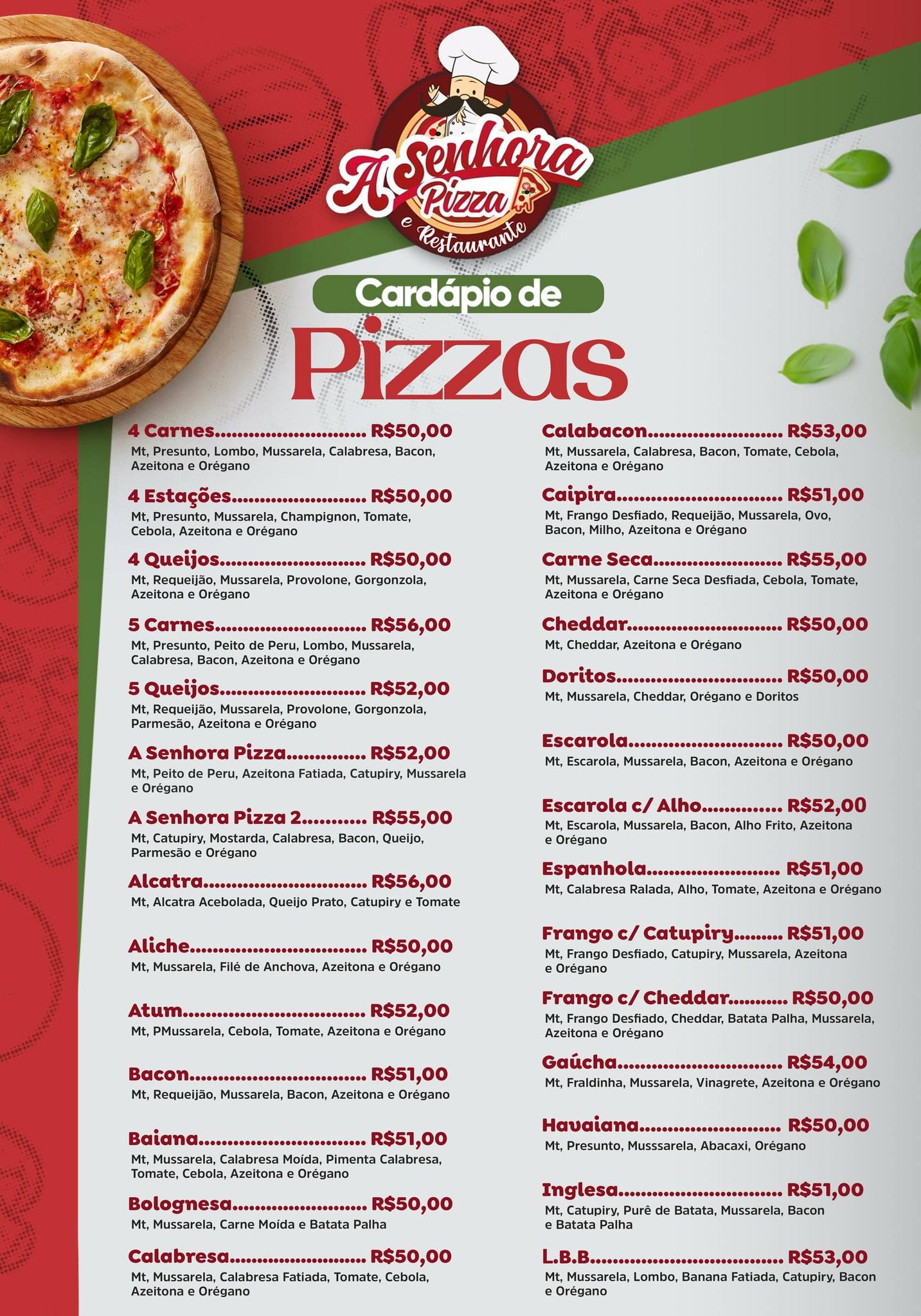 A Senhora Pizza Monte Alto cardápio