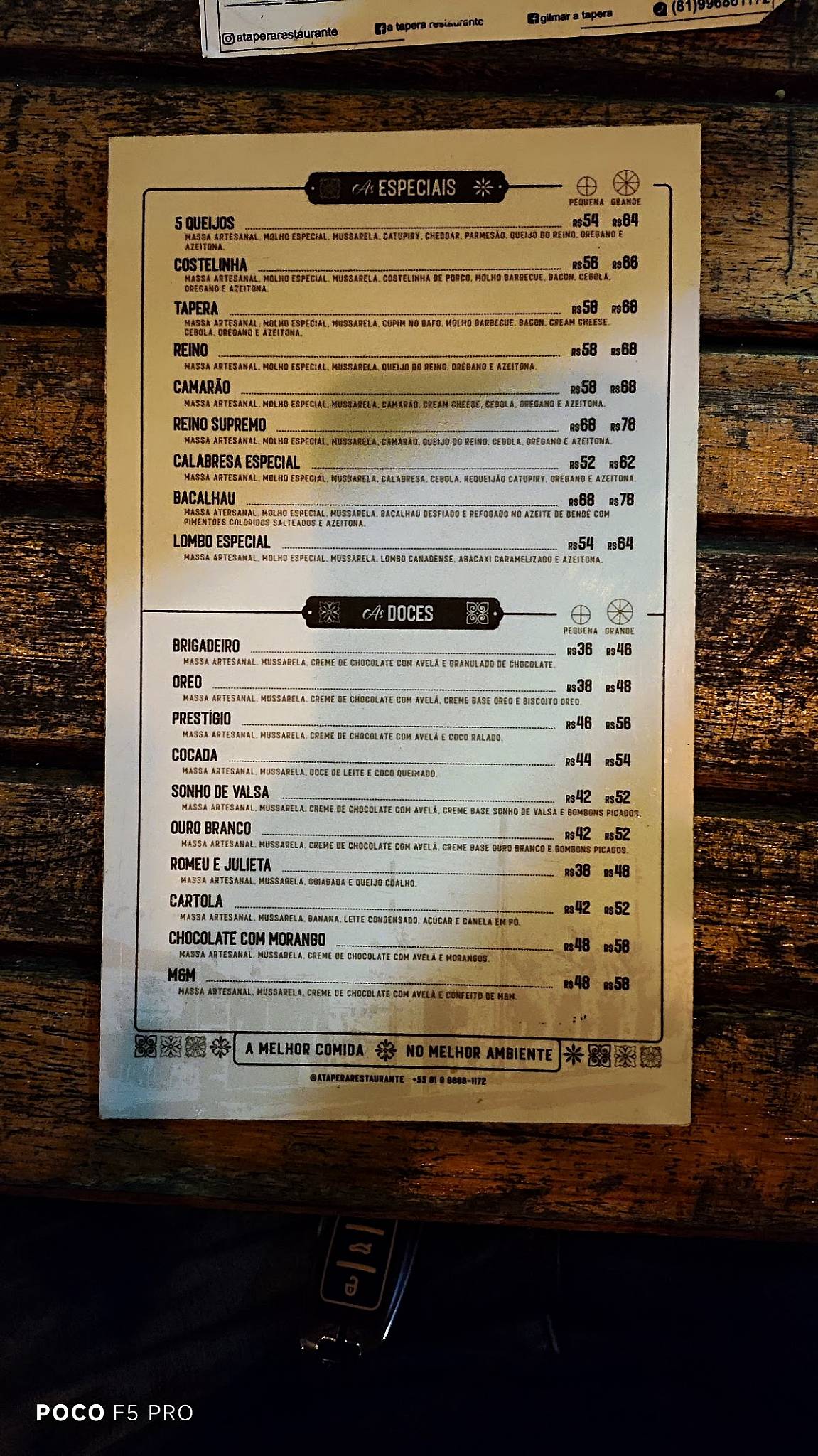 A Tapera Restaurante cardápio