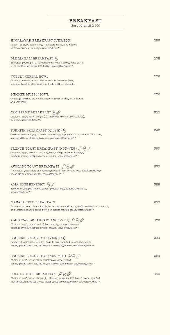 AMA Cafe Rajpur Road menu
