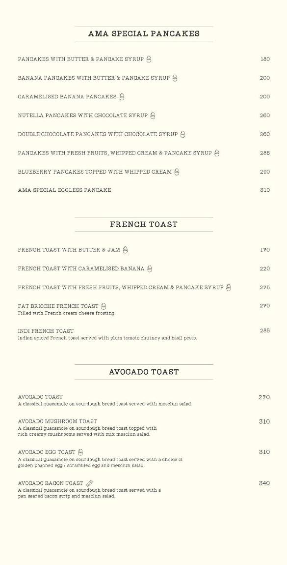 AMA Cafe Rajpur Road menu
