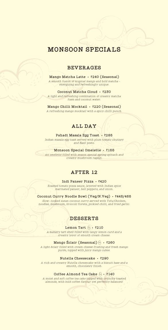 AMA Cafe Rajpur Road menu