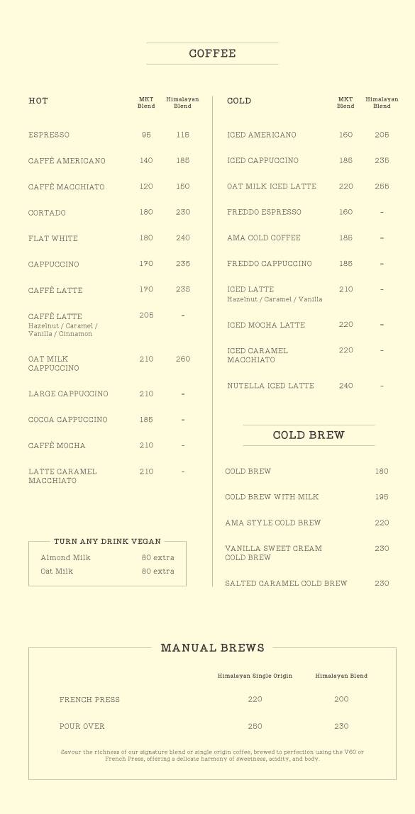 AMA Cafe Rajpur Road menu