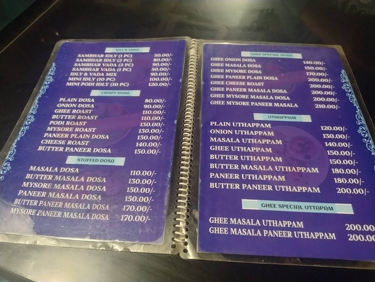 ANNA South Indian Tamil Nadu Dosa menu