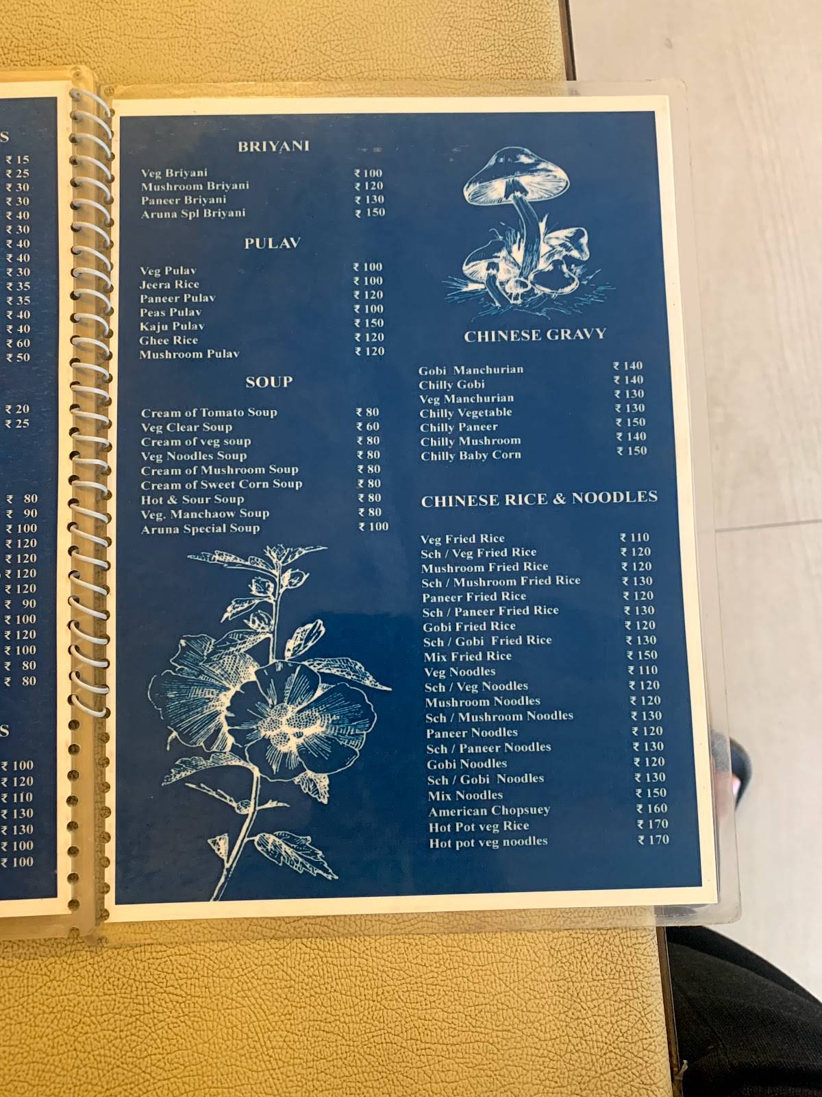 ARUNA BHAVAN RESTAURANT menu