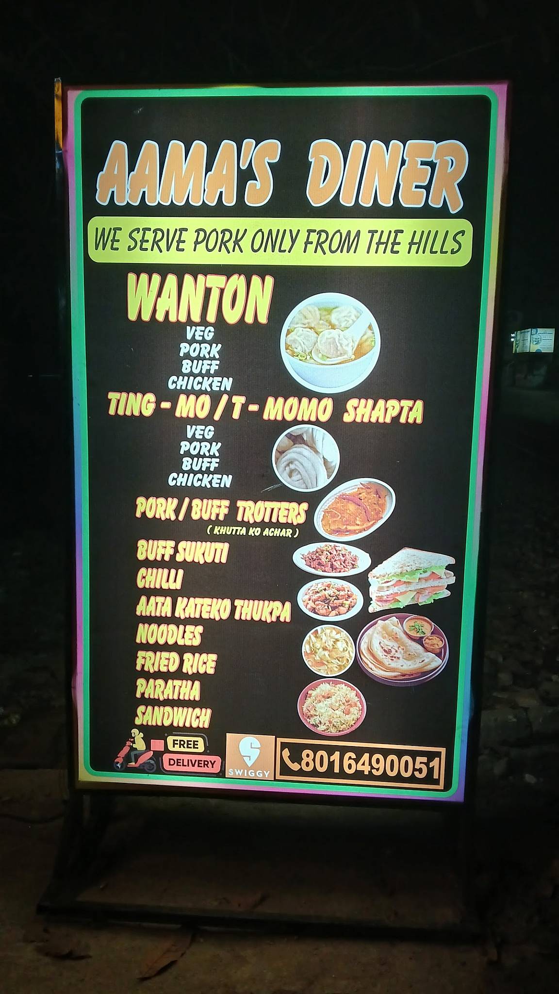 Aama's Diner menu