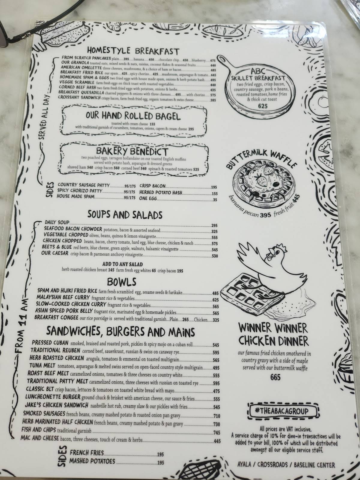 Menu at Abaca Baking Company cafe, Cebu City, The Terraces