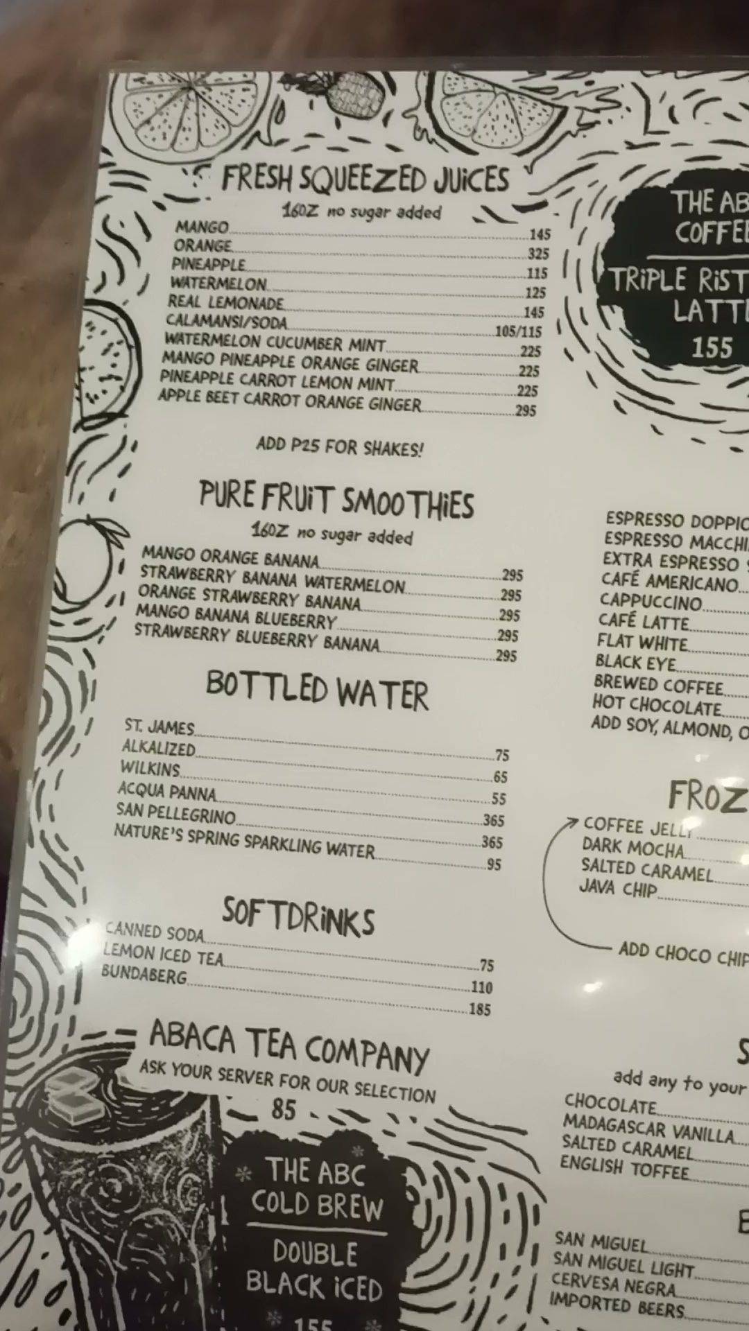 Menu at Abaca Baking Company cafe, Cebu City, The Terraces