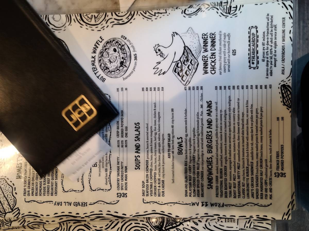 Menu at Abaca Baking Company restaurant, Cebu City, Crossroads