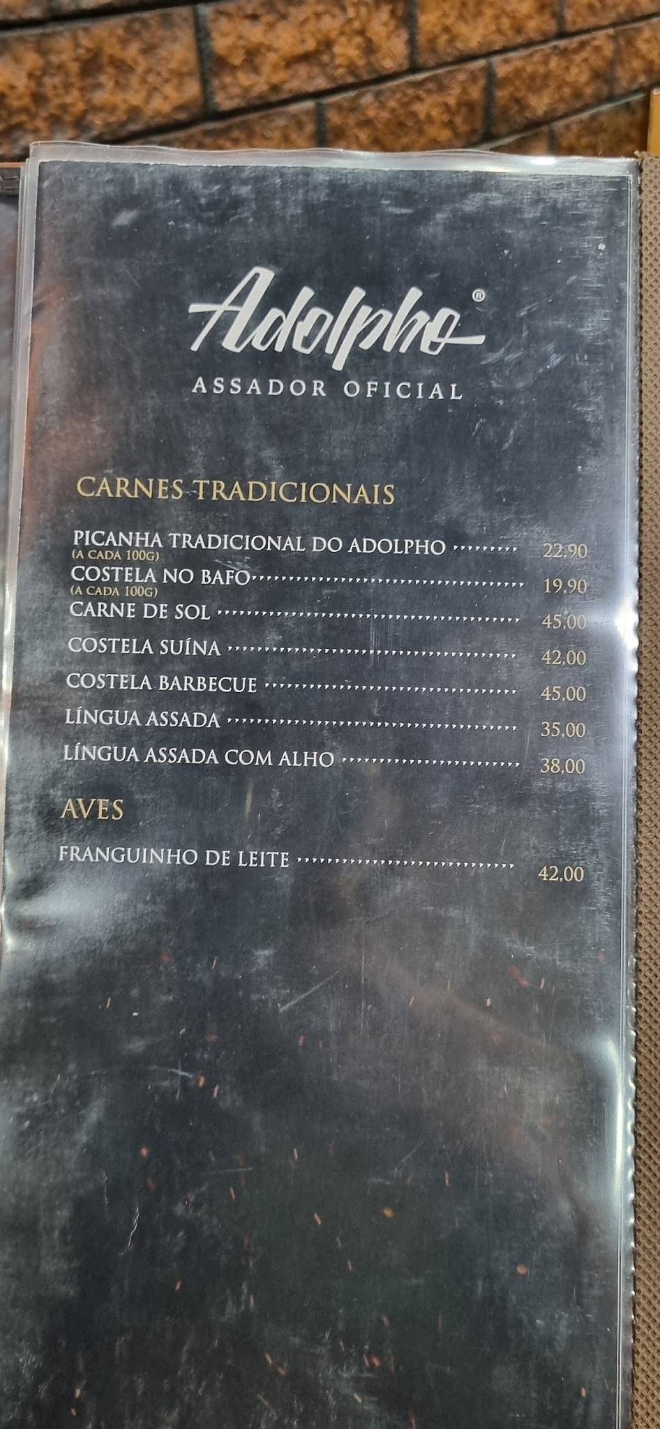 Adolpho - Assador Oficial cardápio