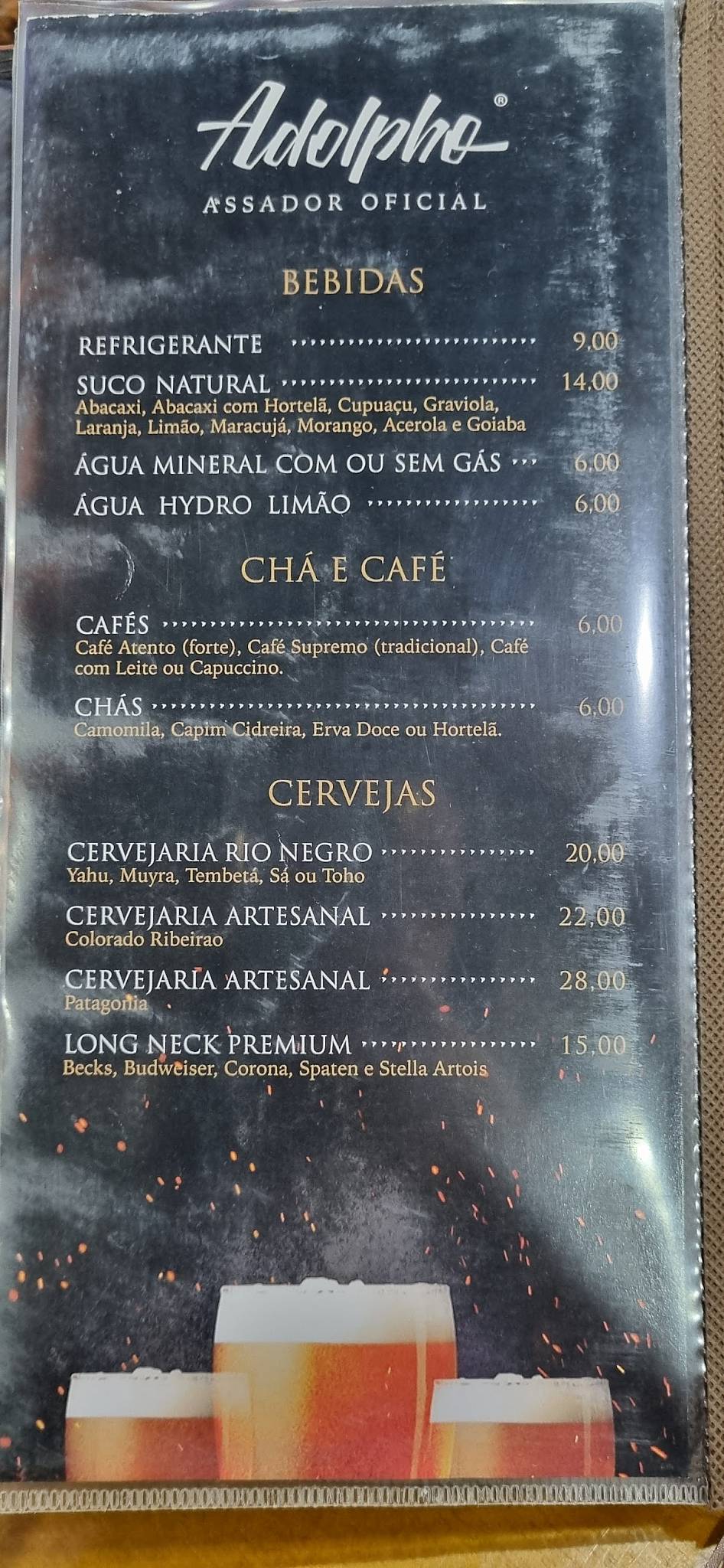 Adolpho - Assador Oficial cardápio