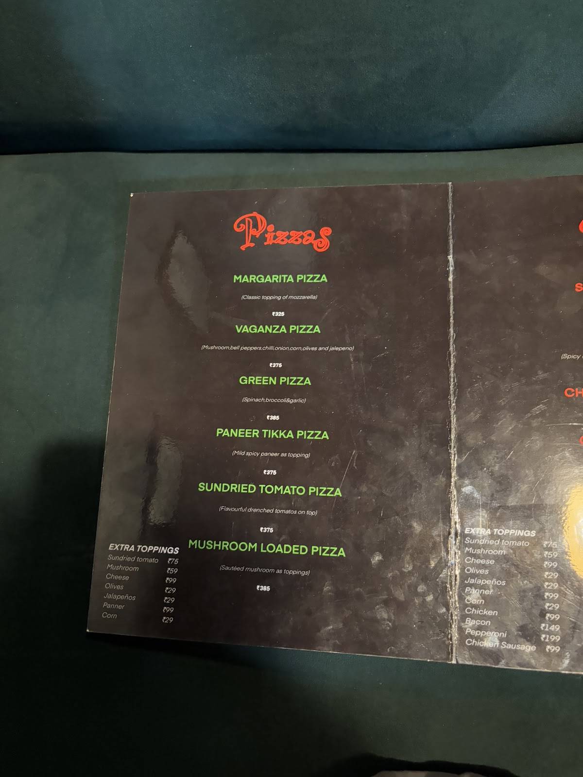 Bob's menu