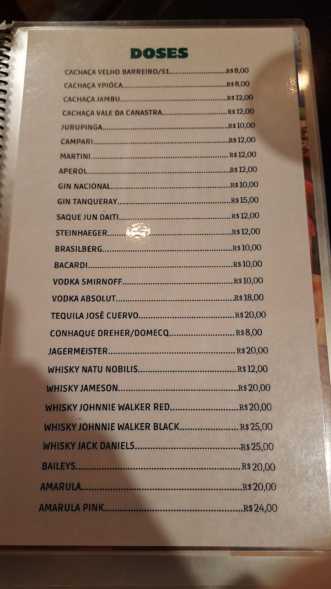 Aguabar e Café cardápio