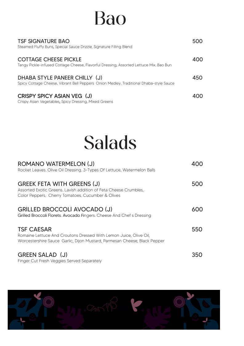 The Starry Foliage menu