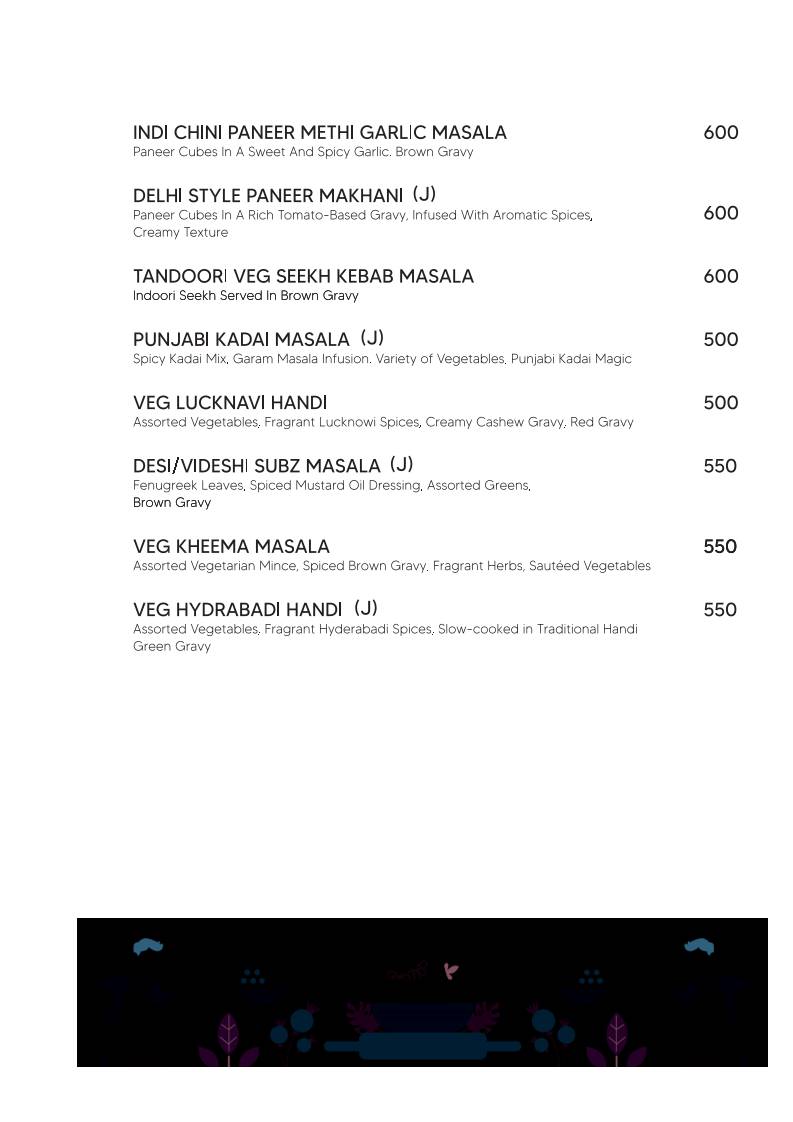 The Starry Foliage menu