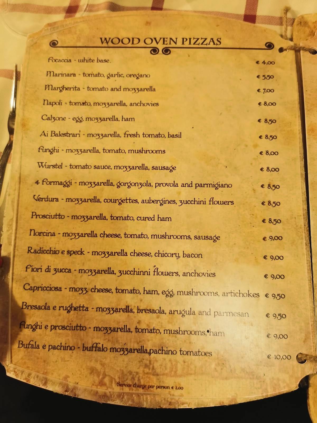 Menu di Ai Balestrari In Prati 