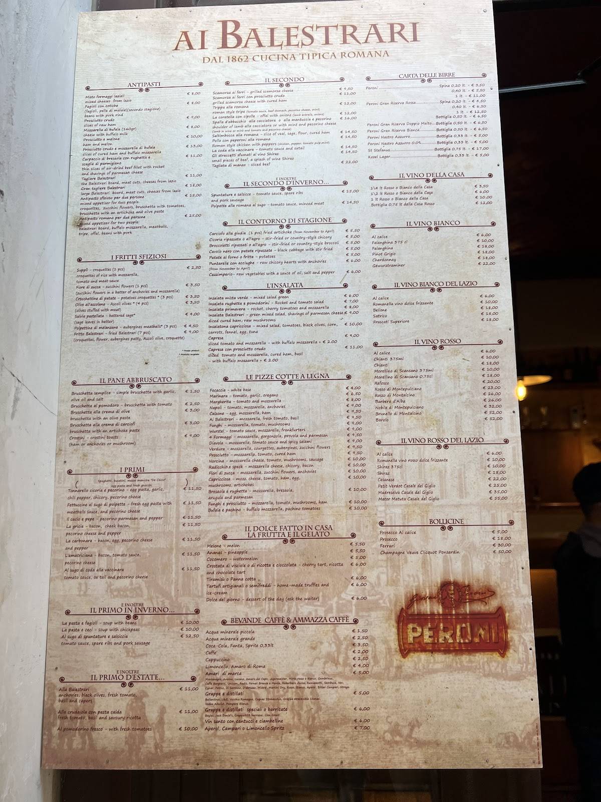 Menu di Ai Balestrari In Prati 
