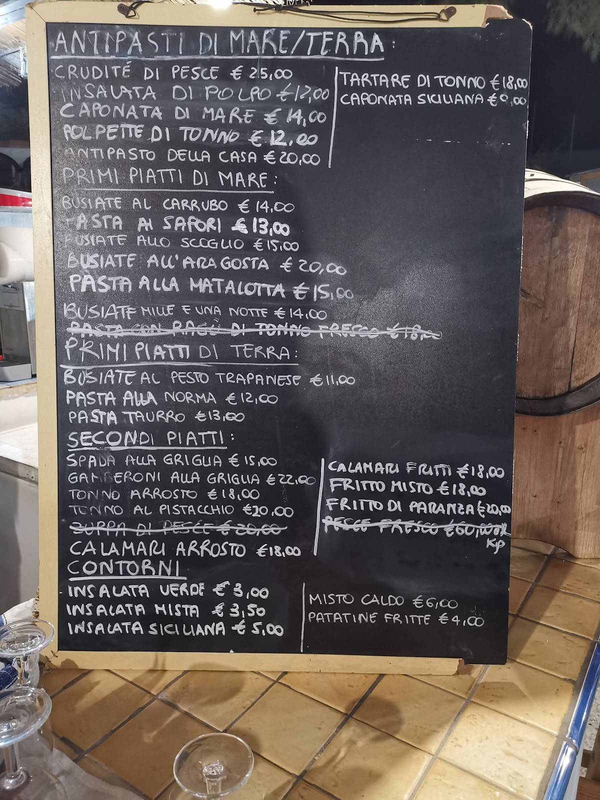 Menu di Al Carrubo 