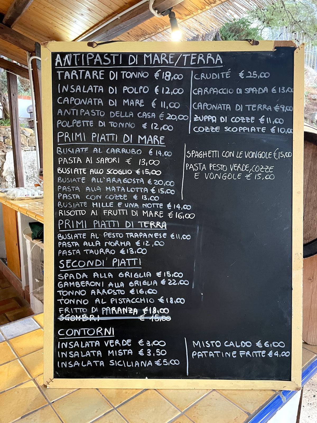 Menu di Al Carrubo 