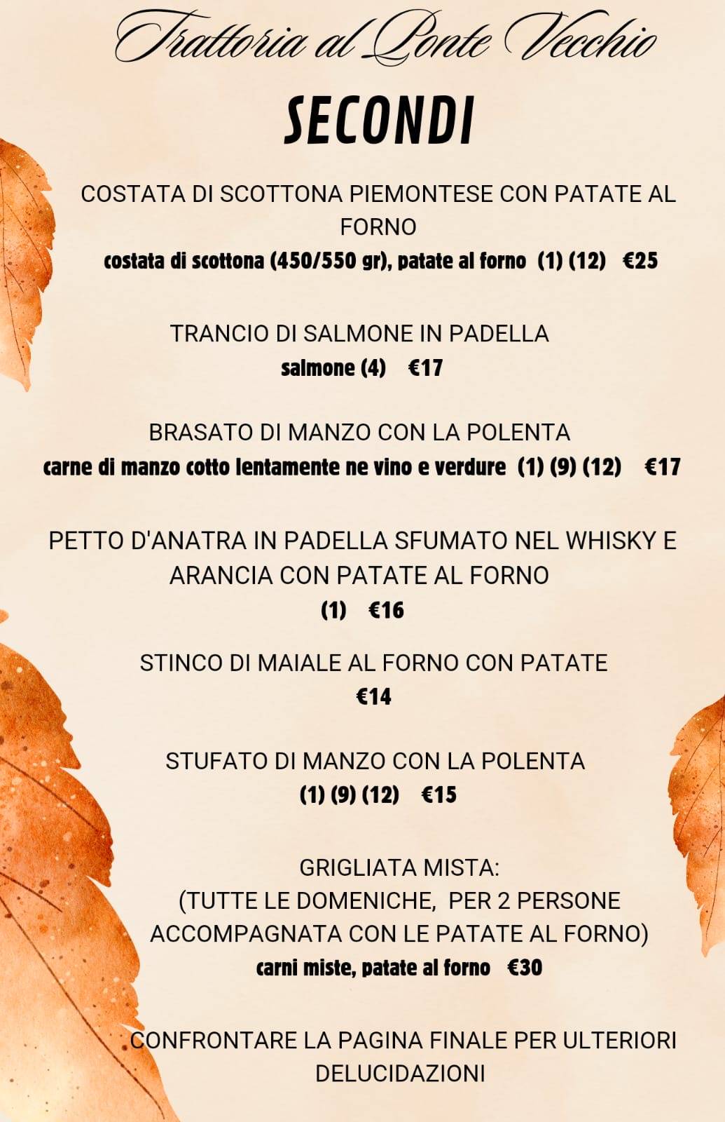 Menu di Al Ponte Vecchio 