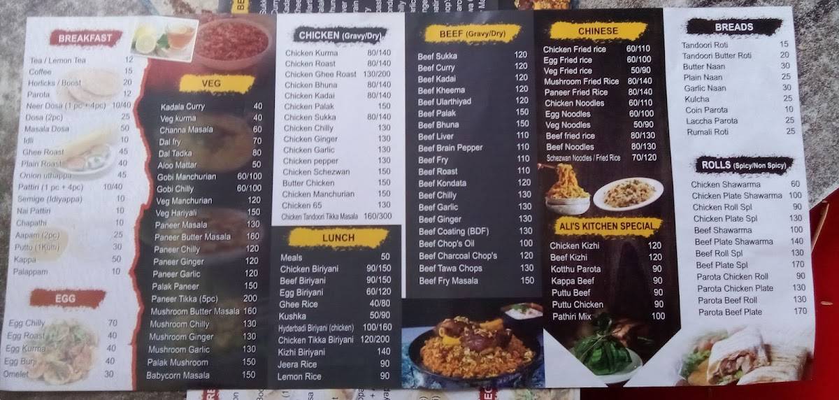 Ali's Kitchen menu