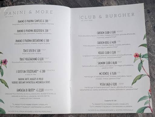 Menu di Alle Terrazze Como 