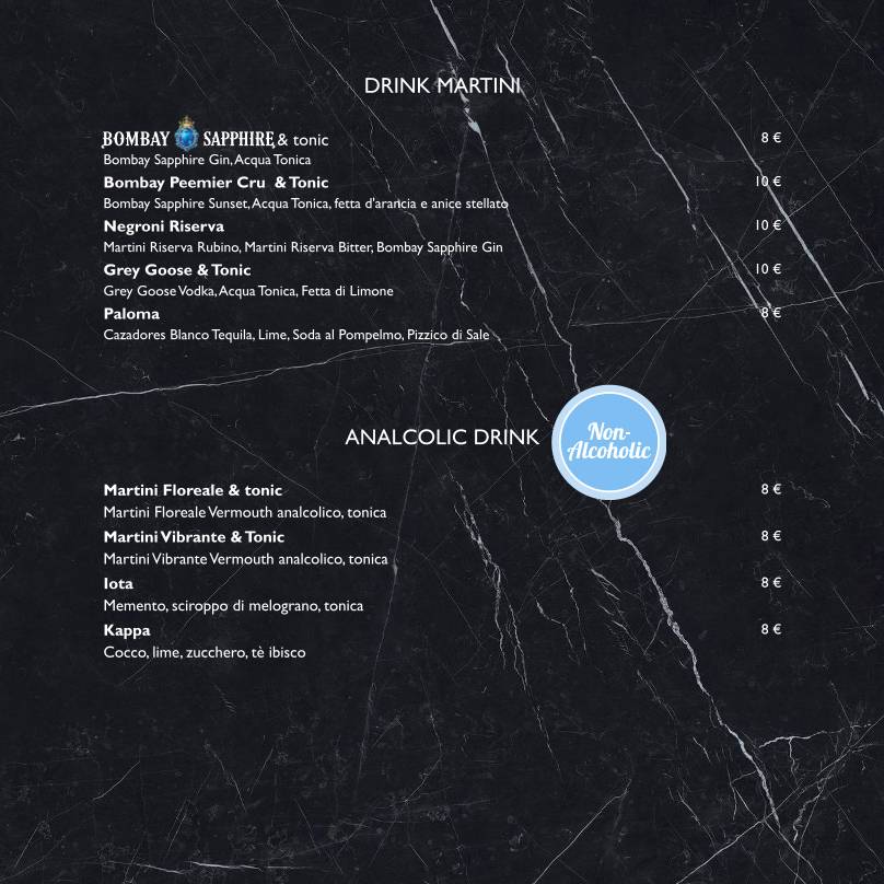 Menu di Alpha Lounge Torino 