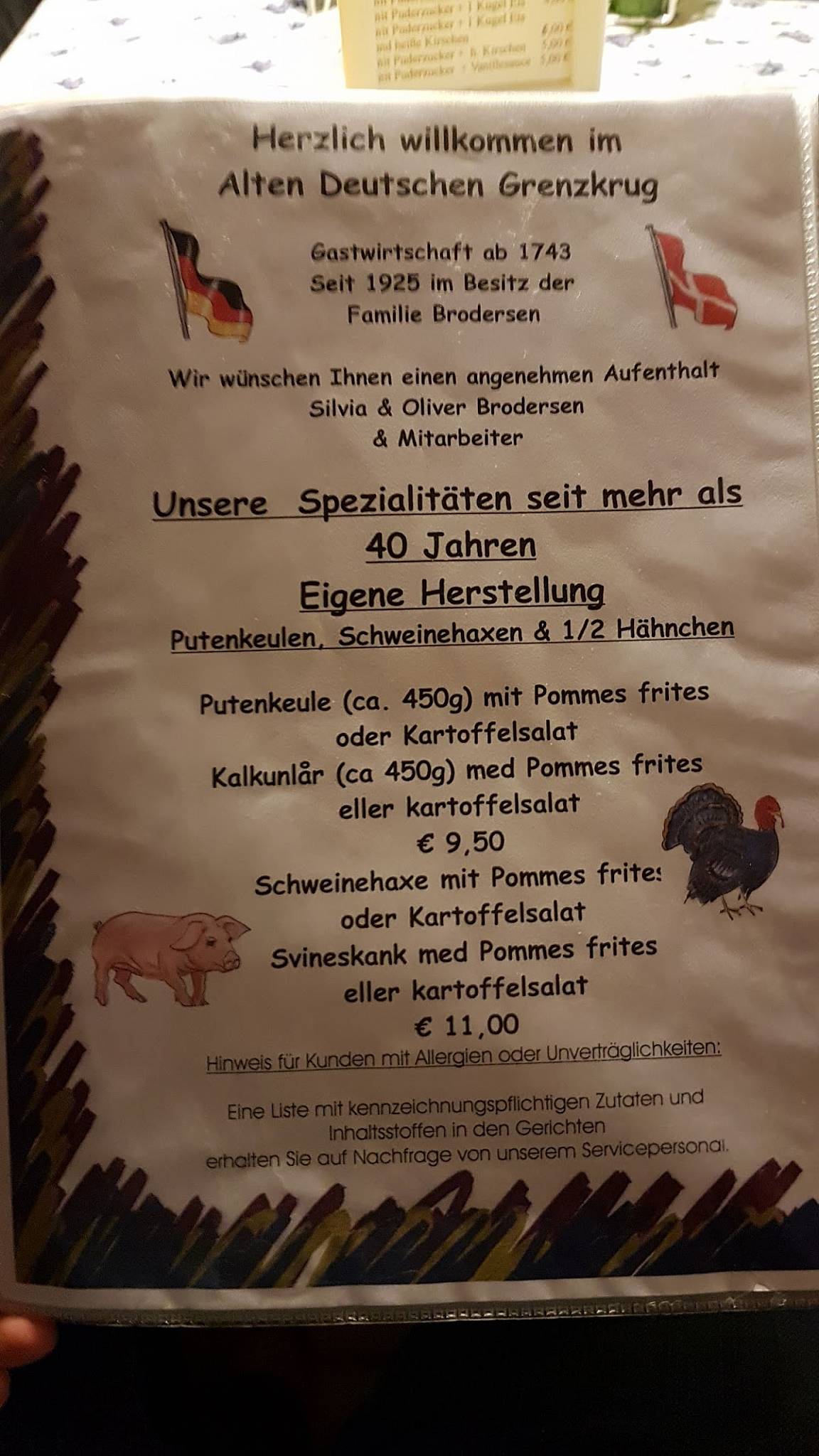 Speisekarte Von Alter Deutscher Grenzkrug Rosenkranz Inh. Silvia