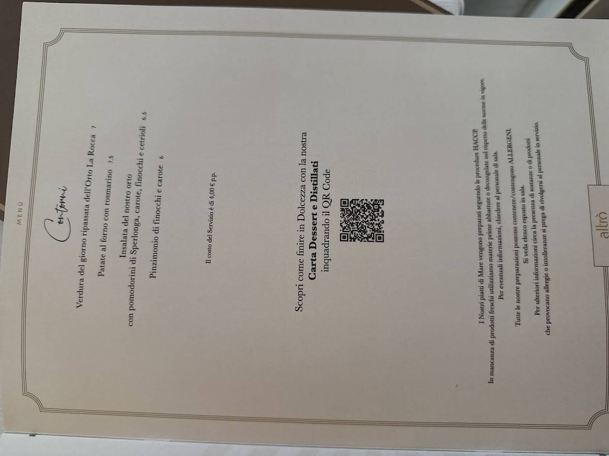 Menu di Ristorante altrò 