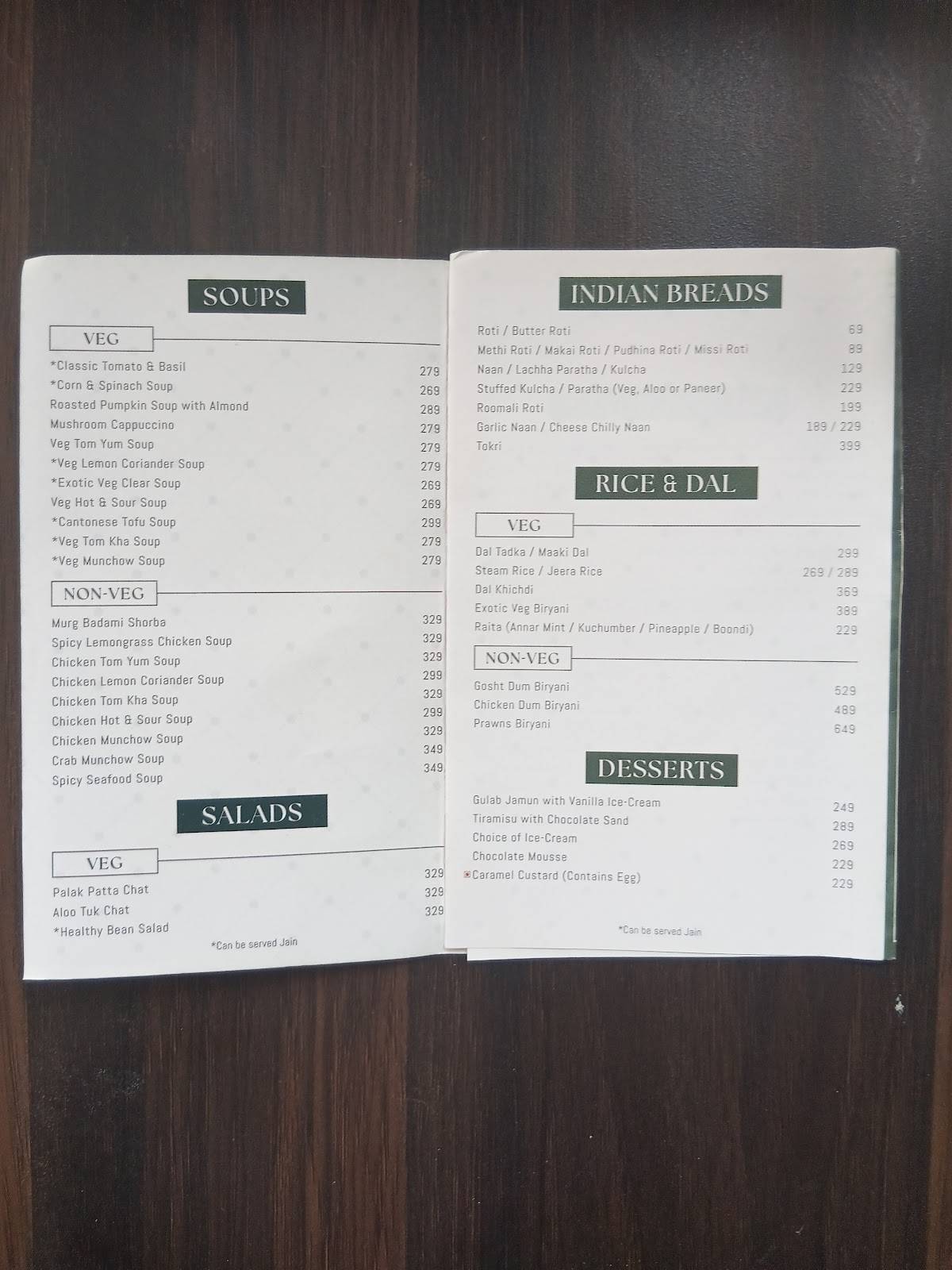 Amantran Casual Dining menu