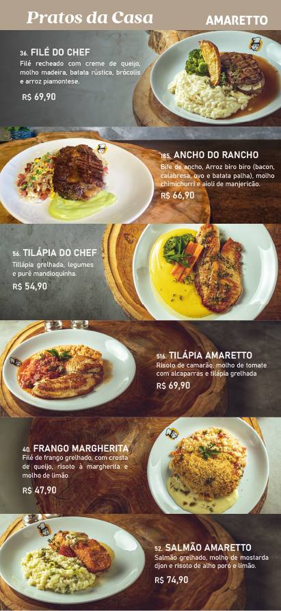 Amaretto Gourmet cardápio