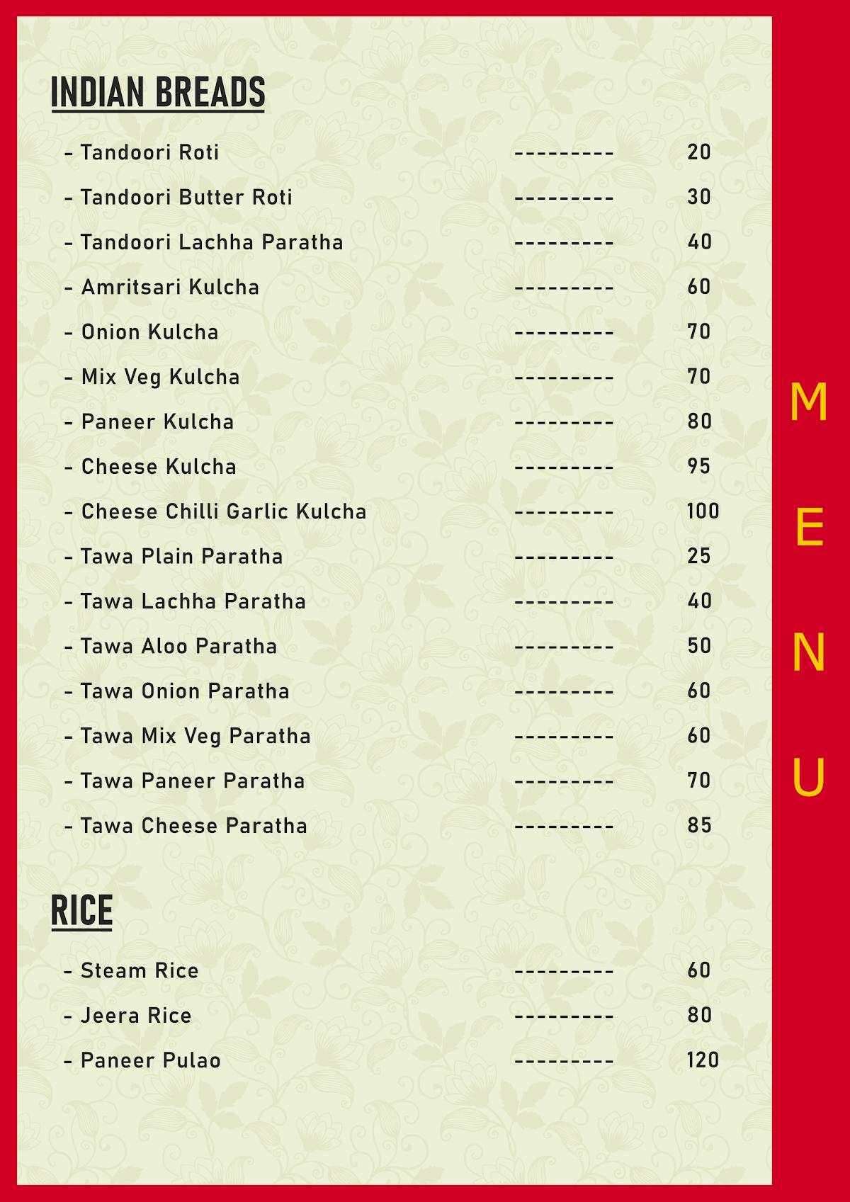 Ambarsariya - Authentic Amritsari Kulche menu