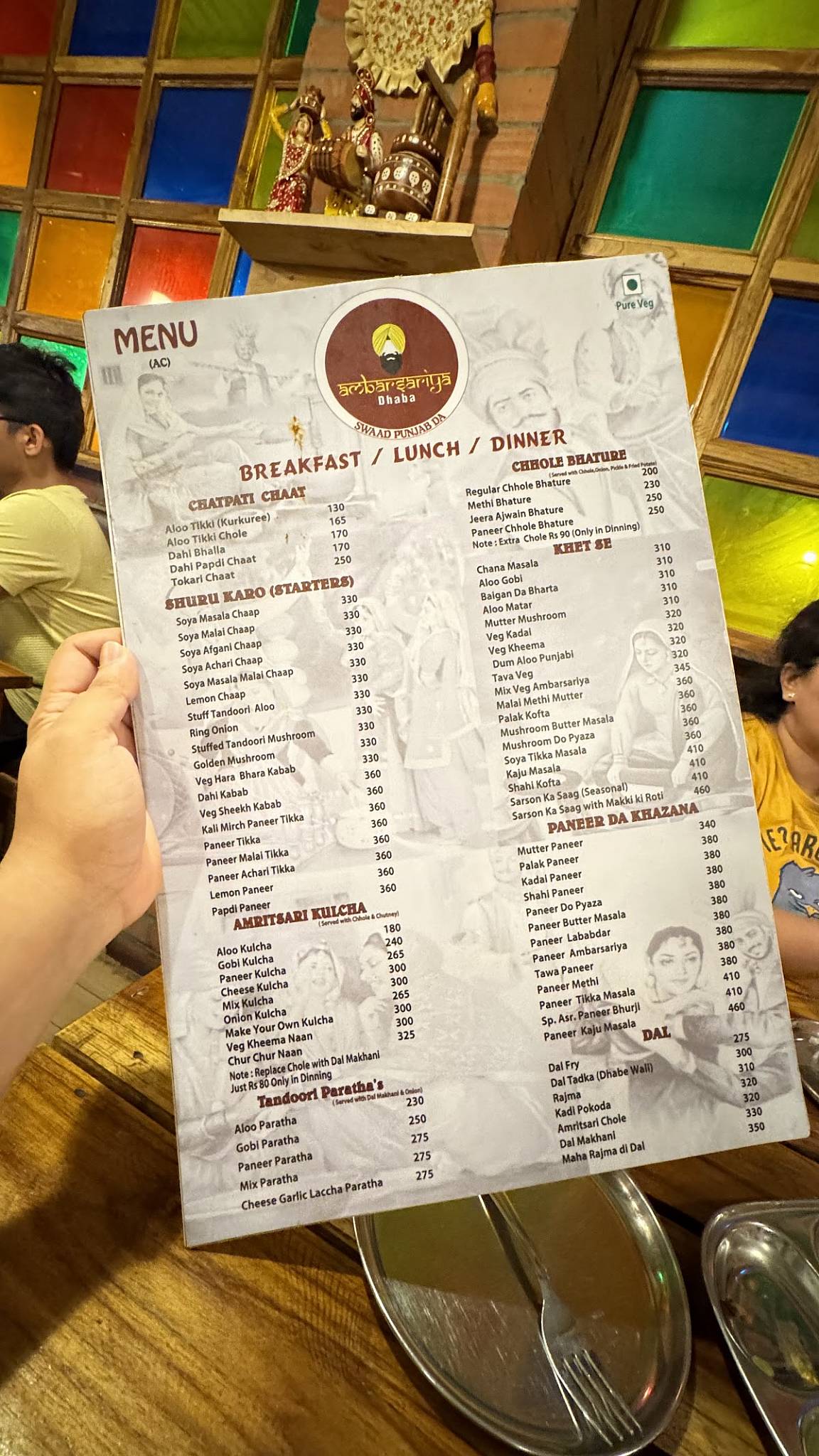 Ambarsariya Dhaba menu
