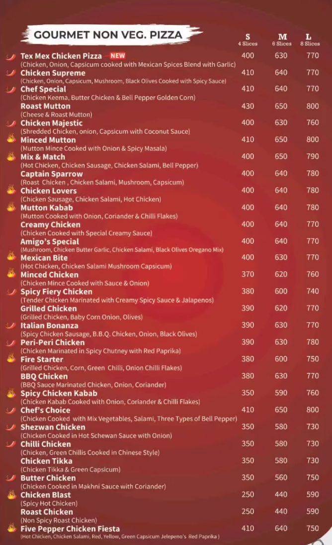 Amigo's Foods & Hospitalities menu