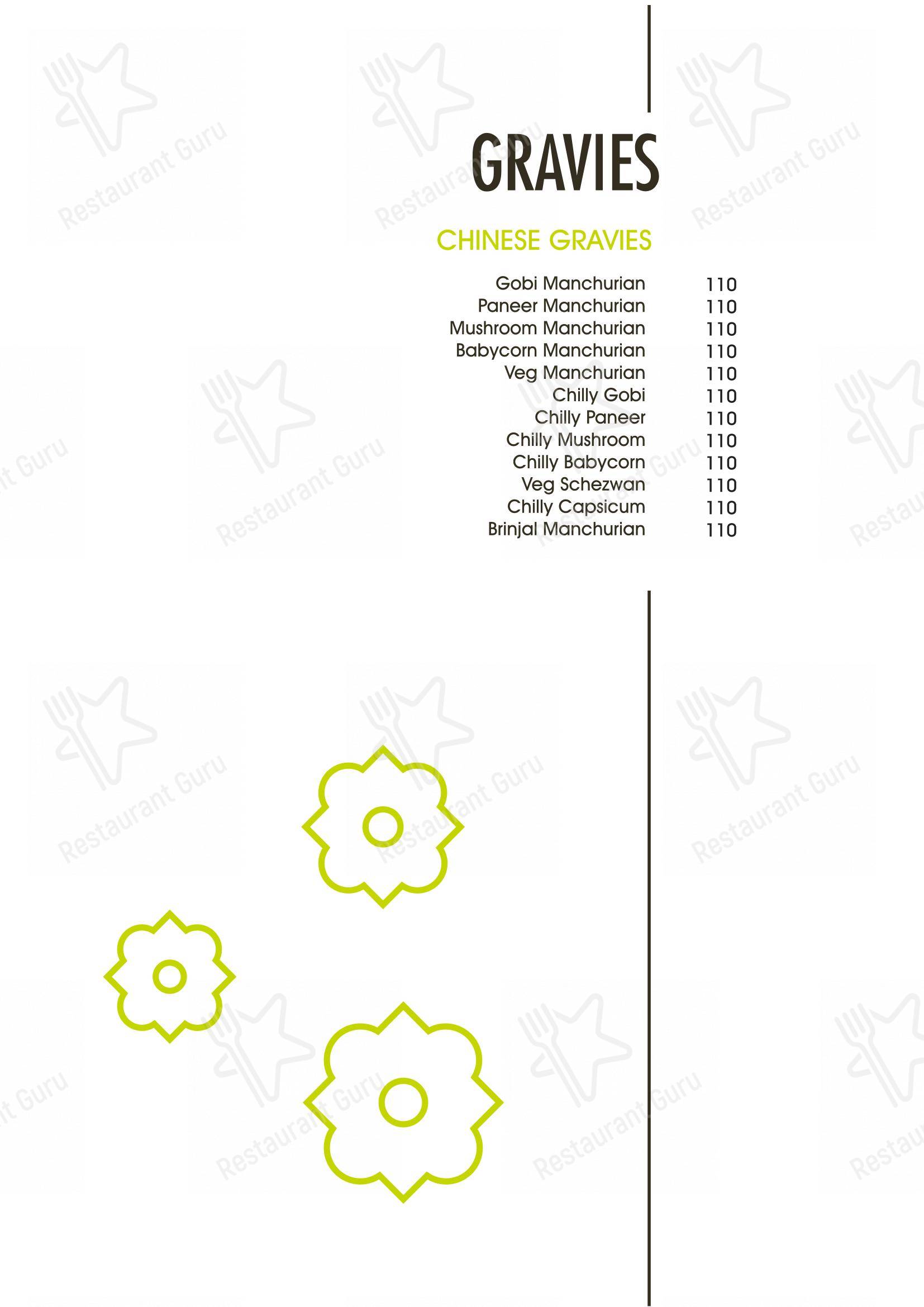 Menu for the Amutha Surabhi restaurant