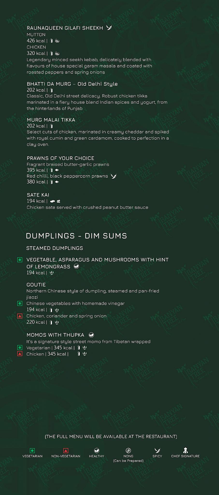 Banyan Tree - The Taste of Asia menu