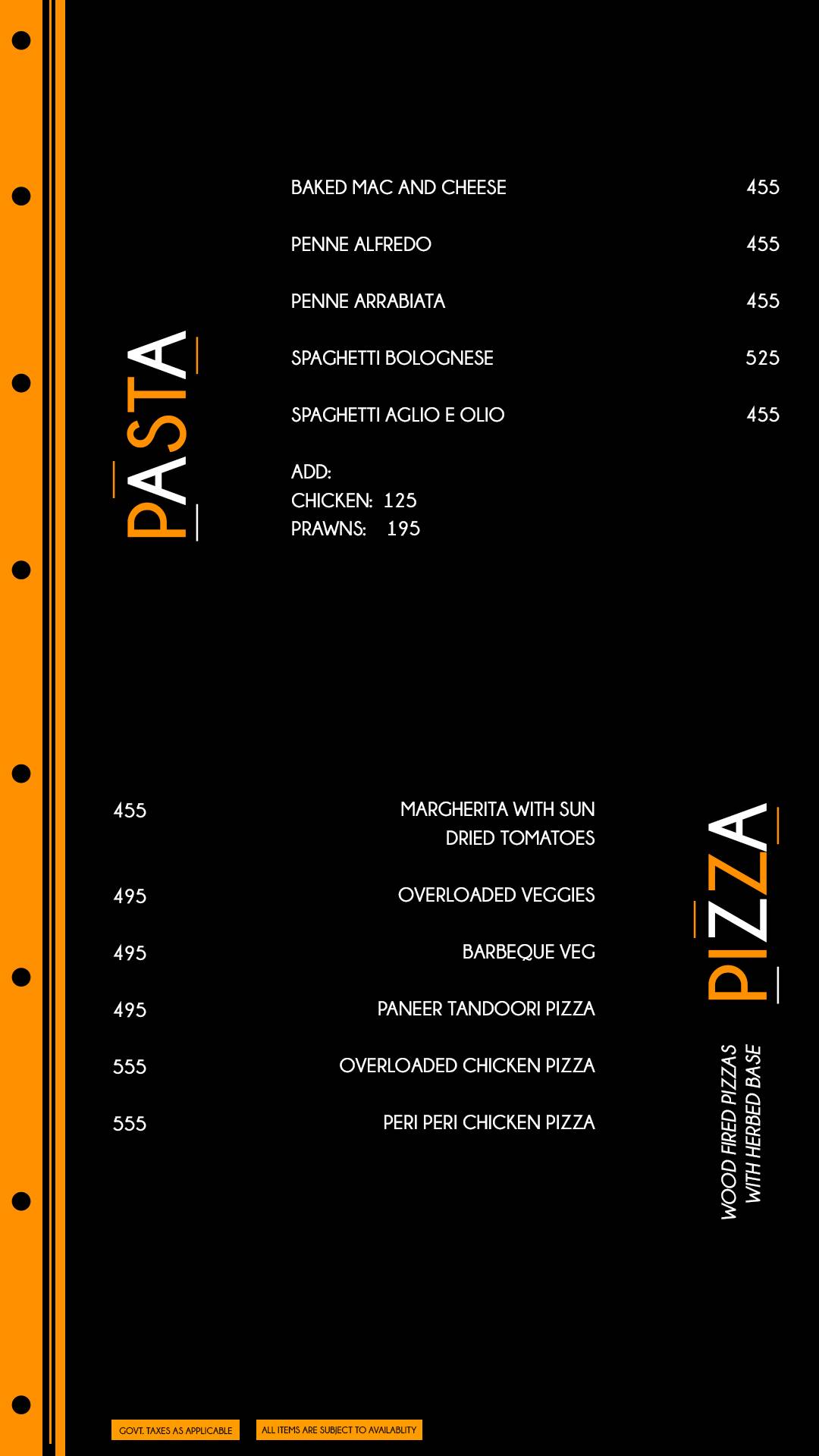 Andromeda Rooftop & Lounge Bar menu