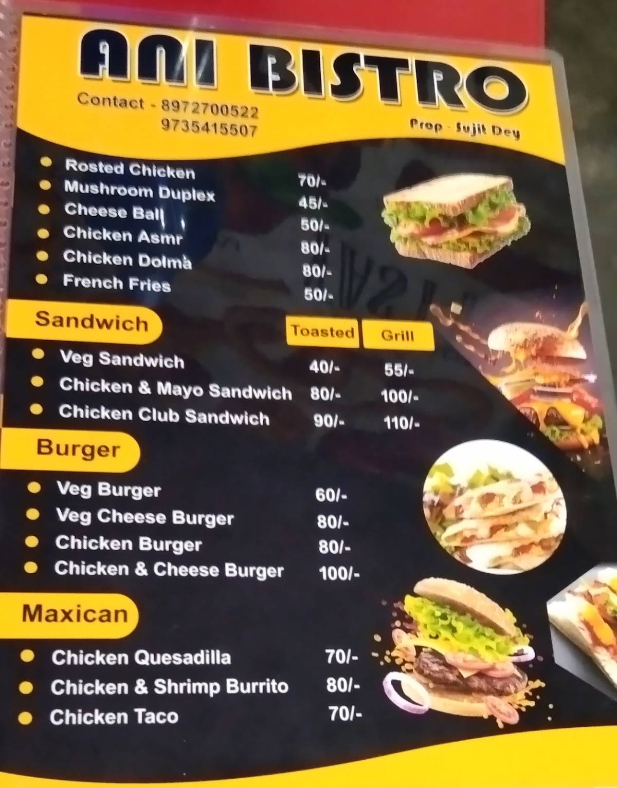 Ani Bistro menu